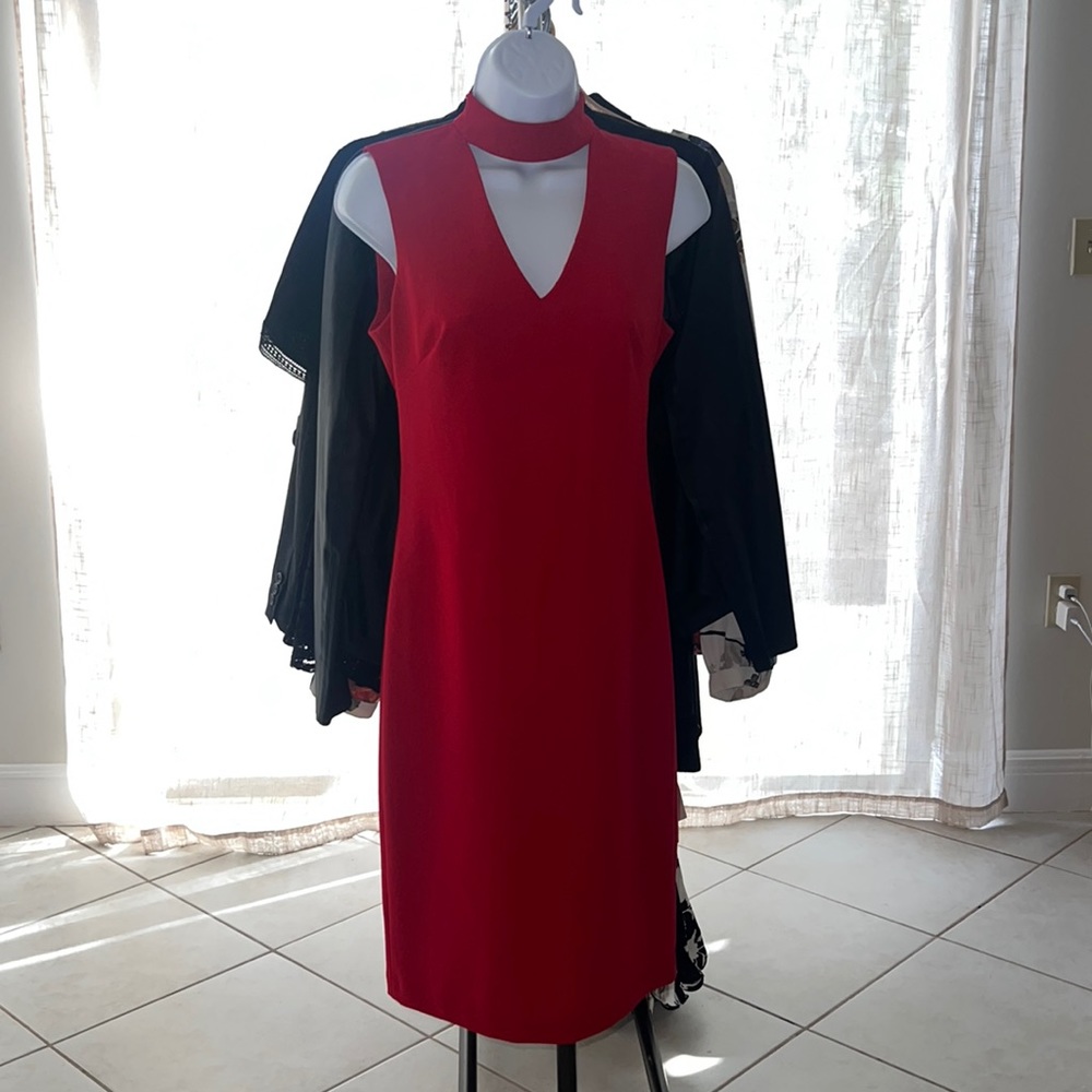 Red keyhole dress